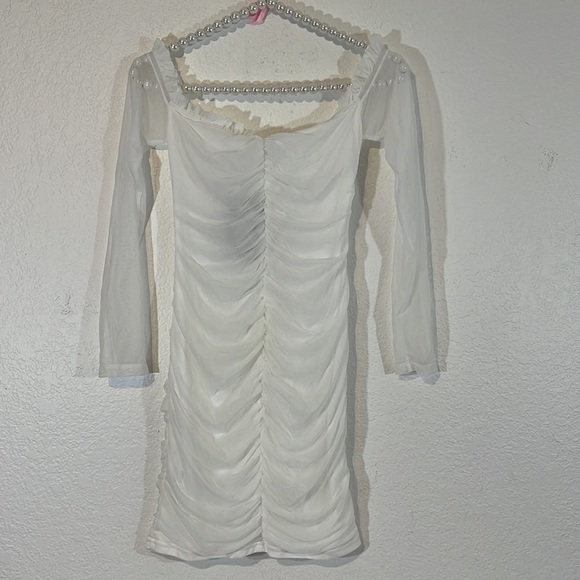 FASHION NOVA Maura Mesh White Dress Size Small NWT - Picture 5 of 13